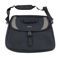 Targus Laptop Messenger Bag Black Grey Mesh Padded Shoulder Strap Case 15in Wide picture