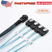 New Internal HDD Mini SAS Cable SFF-8643 To 4 SATA Connect to Hard Drive 1M USA picture