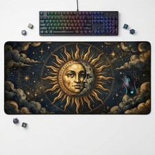 Celestial Sun Moon Gaming Mouse Pad XL Desk Mat Non-Slip Neoprene 4mm Thick picture