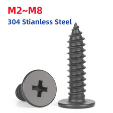 M2-M8 Black 304 Stainless Steel Phillips Ultra Thin Flat Wafer Wood Screws picture