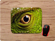 GREEN LIZARD EYE REPTILE CUSTOM NON-SLIP NEOPRENE MOUSEPAD HOME OFFICE GIFT picture