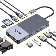MCY Docking Station 12 in 1 Triple Display USB C Multi Monitor UCN3442 - Gray picture