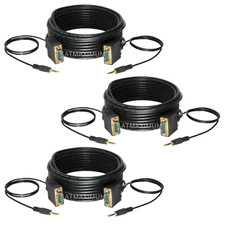 3 pcs 35FT SVGA Super VGA 3.5mm Aux Cable Audio Video Male to Male Monitor picture