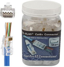 RJ45 Cat6A Cat6 Pass through Connectors 50Pack 23AWG End Bold Ethernet 8P8C picture