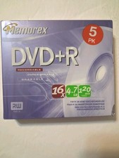 MEMOREX Recordable DVD+R 16x 4.7 GB 120 Min 5 Pack, Sealed Blank picture