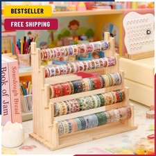 1pc Multifunctional Wooden Tape and Sticker Storage Rack Suitable for Necklace picture