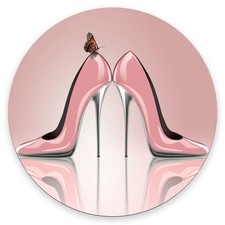 Mouse Pad, Pink High Heel Shoes Mouse Pad, Round Cute Gaming Cloth Mousepad f... picture
