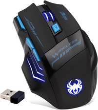 Zelotes Wireless Gaming Mouse, 4000 DPI, 7 Buttons, 2.4Ghz with USB Receiver, En picture