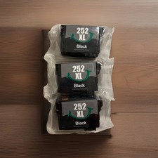 NEW AND SEALED (3)  252 XL BLACK INK CARTRIDGES - COMPUTER PRINTER 252XL  NEW picture
