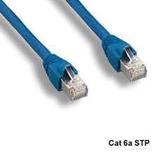 Kentek Blue 75ft Cat6A STP Cable 10Gbps 24AWG 600MHz RJ45 100% Pure Copper Wire picture