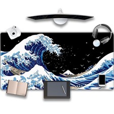 Gaming Laptop Mouse Pad,Sea Wave Big Mice Pads PC Keyboard Waterproof and Non... picture