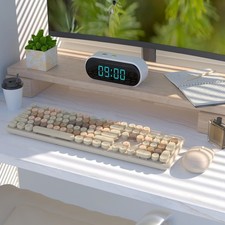 UBOTIE Colorful Computer Wireless Keyboards Mouse Combos, Milk Tea Beige Cute picture