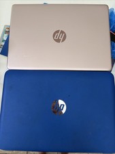 lot x 2 Broken HP Laptop - no charger. pink is boot locked. blue is unknown picture