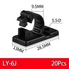 20x Black Cable Clips Adhesive Cord Management Organizer Wire Holders 0.5