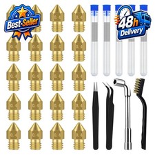 20 PCS MK8 Ender 3 V2 0.4MM Brass Nozzles & Cleaning Kit picture