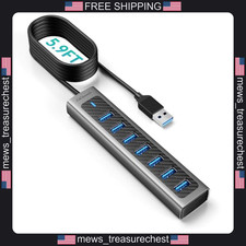 USB 3.0 Hub 7 Ports with 6ft Long Cable for Desktop and Laptop picture