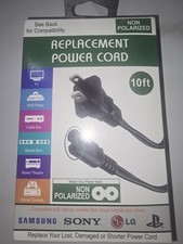 Universal Replacement Power Cord Cable 10FT Non-Polarized Vizio Samsung PS4 picture