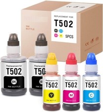 Ink Bottle Fit for Epson EcoTank ET-4760 ET-2760 ET-2750 ET-3750 T502 -5 Pack picture