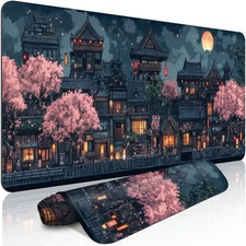 1pc Japanese Anime Cherry Blossom & Night Scene Desk Mat - Non-Slip XL/XXL Gam picture