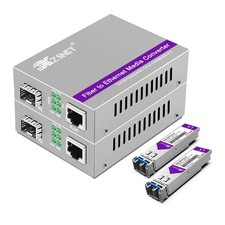 A Pair of 1.25G/s Gigabit Single-Mode Dual LC Fiber to Ethernet RJ45 Media Co... picture