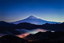 Landscape nature japan mountains mount fuji night blue Custom Gaming Mat Desk picture