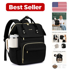 Laptop Backpack for Women - Black 15.6-Inch Cup-Holder Fabric picture