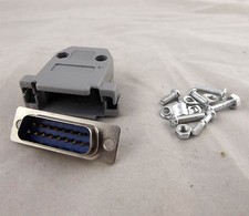 10x DB15 Male Plug 15 Pin 2 Rows D-Sub Connector & Plastic Hood Cover Backshell picture