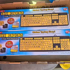 EZ Eyes Large Print Keyboard, USB Spill Resistant, Yellow/Black English QWERTY picture