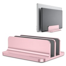 OMOTON Dual Vertical Desk Laptop Stand Holder, Fits MacBook Air, Rose Gold picture
