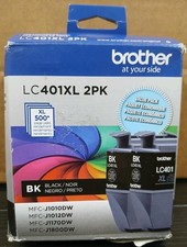 Brother LC401XL 2PK High Yield 2-Pack Black Ink Cartridges Inner Sealed 12/2028 picture