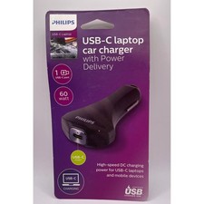 Philips USB-C Laptop Car Charger Black DLP2759Q/37 60W Power Delivery picture