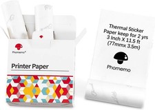 3Roll Phomemo 77/107mm Adhesive Thermal Sticker Paper for M03 M04AS M04S Printer picture