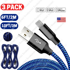 3Pack 10Ft 6Ft USB Fast Charger Cable For iPhone 14/13/12 Pro/11/X Charging Cord picture