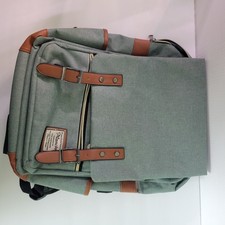 Mancio Trends vintage slim design laptop backpack in light green w/brown accents picture