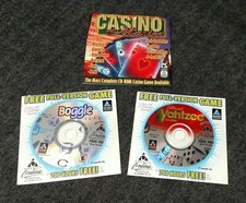 Lot of 3 Vintage CD-Rom Computer Games Casino Masters | AOL Boggle | AOL Yahtzee picture