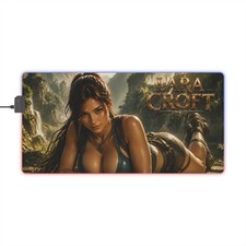 RGB Gaming Mouse Pad Lara Croft LED Desk Mat Keyboard Pad Gamer Gift picture