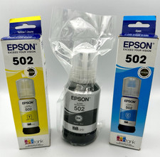 NEW Epson 502 EcoTank Ink Lot Black Cyan Yellow Sealed Expired 2024 T502 picture