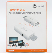 j5create HDMI to VGA Video Adapter Converter w/ Audio JDA203 White Sealed Box picture