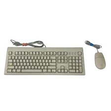 Vtg 1995 Apple AppleDesign Keyboard M2980 w Desktop Bus Mouse II M2706 Macintosh picture