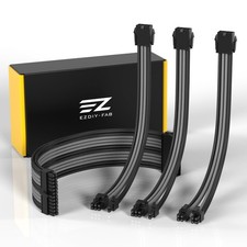 EZDIY-FAB PSU Extension Cable Sleeved Custom Mod PC 11.8-inch, Black Grey picture