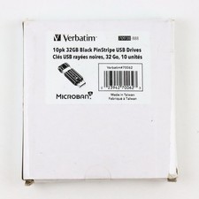Verbatim 70062 PinStripe 32GB USB 2.0 Flash Drive USB-A Memory Stick Black 10PK picture
