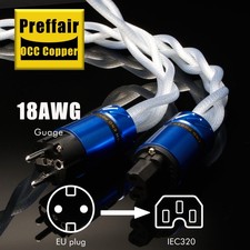 Preffair Audiophile Silver Plate OCC Power Cable US EU Schuko Mains Supply Cord picture