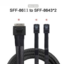 Oculink PCIe SFF-8611 8i to 2X SAS SFF-8643 8i Server High Speed Cable picture