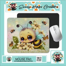 Mouse Pad Cute Bumble Bee Butterflies Flower Anti Slip Back Easy Clean Sublimate picture