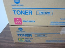 2-Genuine Konica Minolta 1-TN312M 1-TN312Y Toner Cartridge Color OEM NEW picture
