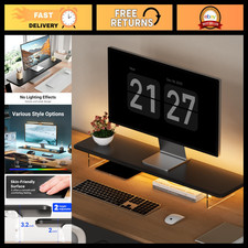 31.5-Inch LED Light Wood Monitor Stand Riser with Adjustable Acrylic Legs - Desk picture