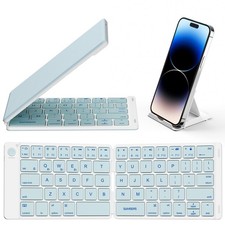 Ultra Slim Foldable Bluetooth Keyboard Phone Tablet PC Blue Wireless Typing picture