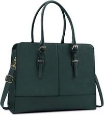Leather Women Laptop Bag 15.6 Inch Work Tote Briefcase Business Computer Bag picture