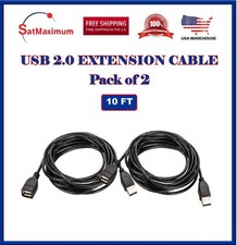 2-Pack – 10FT USB 2.0 Extension Cable A Male to A Female –High-Speed Cord Black picture