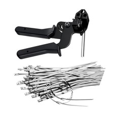 Metal Zip Tie Gun Kit 100pcs Stainless Steel Cable Ties 7.87in Tension Tool picture